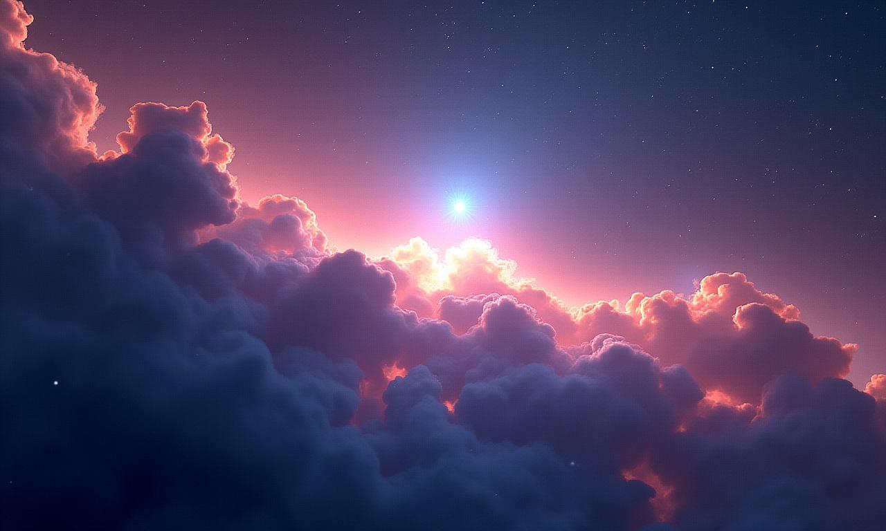 Nádherná mlhovina a hvězdy symbolizující astrologii a osud